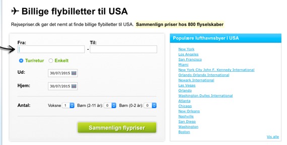Billige fly billetter USA